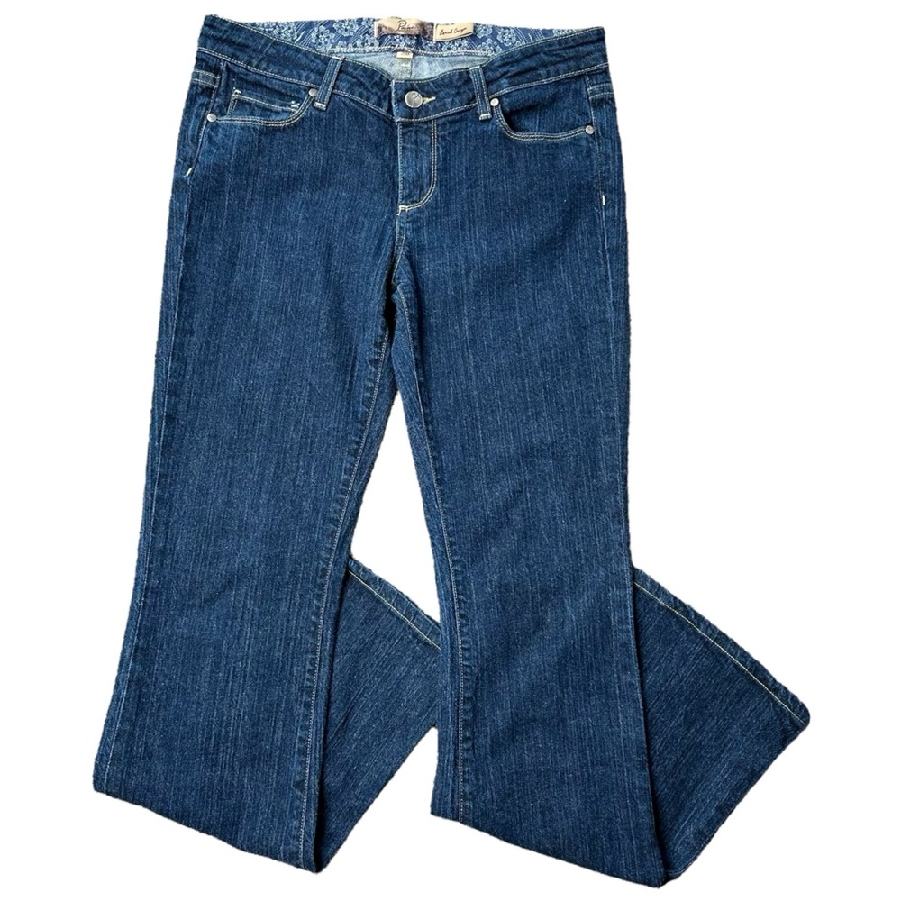 PAIGE Low Rise Boot Cut Jeans Size 29 Indigo Bootcut Y2K Style Cotton Blend Blue